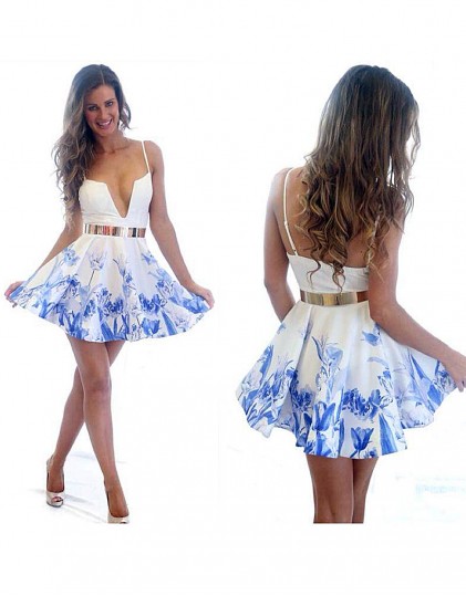 Rochie Alba cu Imprimeuri 21851 Rochie Alba cu Imprimeuri 21851